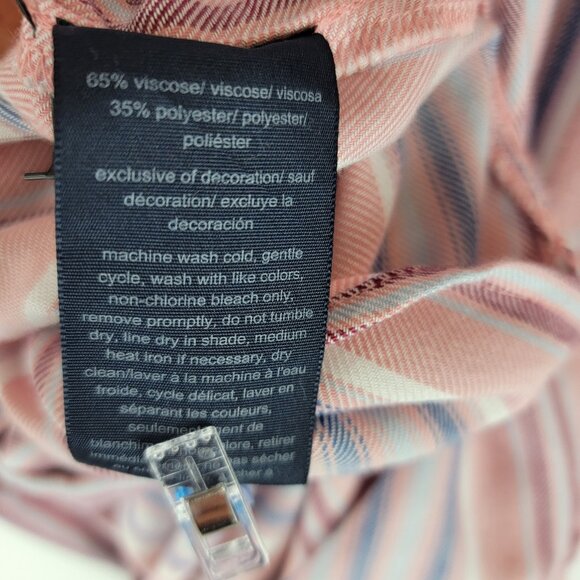 Tommy Hilfiger Pink Blue Striped Long Sleeve Shirtdress Belted sz 14 - Picture 10 of 11